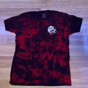 Red and Black Tie Dye Stay Cool T-Shirt L